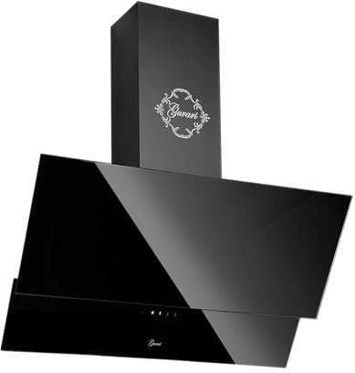 GURARI Dunstabzugshaube 80 cm GCH D 268 8 BL Prime Abzugshaube Kopffreihaube Schwarz Glas 1000m³/h | Wandhaube Energieeffizienzklasse: A mit Fernbedienung | Abluft/Umluft