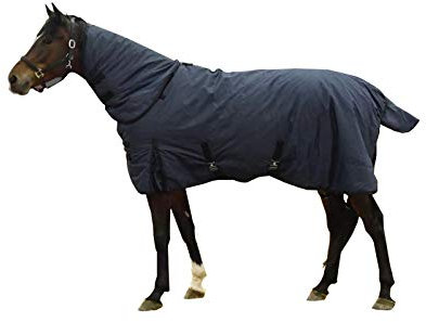 MaJu Equestrian Supplies Winterdecke aus Baumwolle 900D, für Pferde, wasserdicht, Marineblau (Größe: 135 cm)
