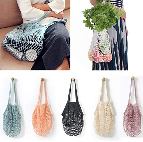 Dantazz Einkaufsnetz Netz Einkaufstasche, Mesh Tasche Einkaufsnetz Netztasche Wiederverwendbare Multifunktionale Mesh Woven Aufbewahrungstasche für Obst Gemüse (Hellblau)