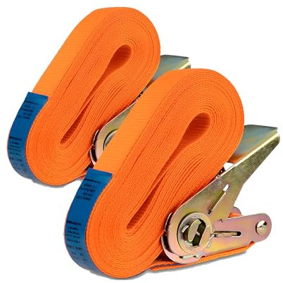 MOOcom! 2er Set Spanngurte Zurrgurte mit Ratsche einteilig - EN 12195-2 - 6 Meter lang bis zu 800kg – Spanngurt zur Ladungssicherung (Polyester, 6 Meter)…