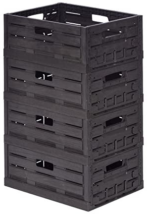 4x Faltbox in Holzoptik 40x30x16 dunkelbraun * schwarz Klappbox für Obst, Gemüse * Obstkiste Gemüsekiste Holz