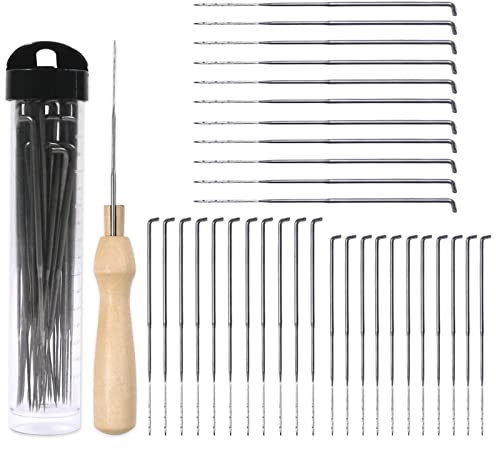 Redamancy Filznadeln Set, 35 Pcs 3 Größen Filzen Nadeln mit Filz Holzgriff Werkzeug und 1 Transparente Flasche, Filzen Starter Bausatz, Anfänger Filzstich Stanzwerkzeug