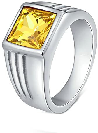 Edelstahl Ringe für Herren Männer Ringe 10mm Herren/Damen Ringe Edelstahl Totem Opal Siegelringe zur Hochzeit Siegelring Silber Gelb Ringgröße 65 (20.7)