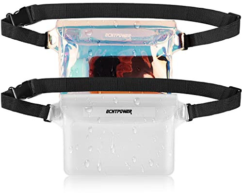 ECHTPower - Wasserdichte Hülle mit verstellbarem Riemen, Schutz für Handy/Karten/Schlüssel, ideal für Schwimmen, Rafting, Kajak, Bootfahren, Camping, Wandern, mehrfarbig und transparent