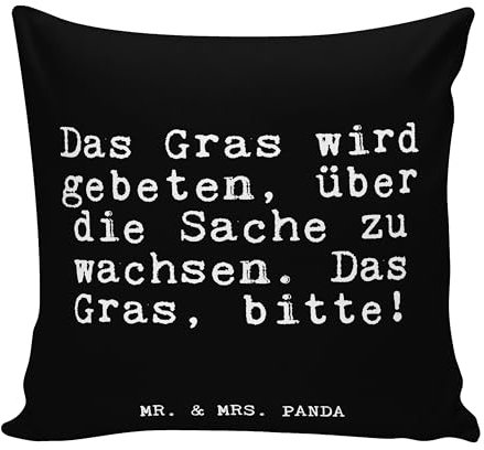 Mr. & Mrs. Panda Zierkissen Das Gras Wird gebeten,... - Geschenk, Trost, Motivkissen, Glizer Spruch Sprüche Weisheiten Zitate Lustig Weisheit Worte,