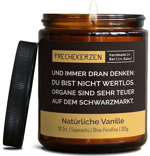 Lustige Duftkerze mit Spruch für Beste FreundIn | Handgemacht aus Sojawachs | In Geschenkbox | Nachhaltiges Geschenk Freundschaft Freundin Freund Partner Schwester BFF |Vanille