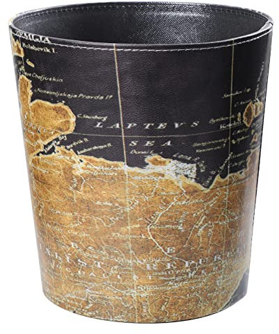 Housoutil Vintage Leder Mülleimer Müll Kann Vintage Abfall- Bin- Büro Trash Retro World