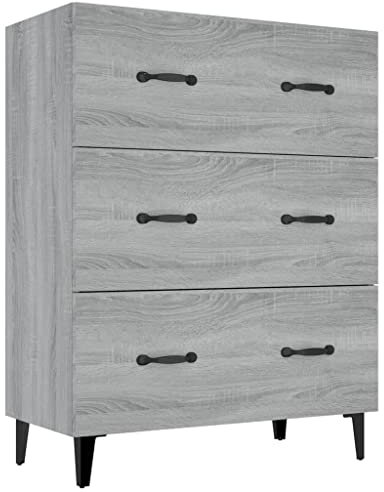 vidaXL Sideboard mit 3 Schubladen Kommode Anrichte Schrank Beistellschrank Mehrzweckschrank Schubladenschrank Grau Sonoma 69,5x34x90cm Holzwerkstoff