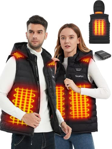 TAJARLY Beheizbare Weste für Herren Damen,Beheizte Weste mit QC 3.0 14400mAh Akku,6 Heizzonen und 3 Heizstufen Elektrischer Beheizte Warme Weste für Outdoor Motorrad Camping