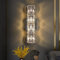 OOWOKS LED Wandleuchte Kristall Moderne Wandlampe Innen Dimmbar 3 Farbtemperatur Nachttischlampe Wand Kristalllampe Wohnzimmer Wandbeleuchtung Edelstahl Basis Wandlicht Schlafzimmer Bett Flur,Chrome