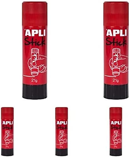 Apli Kids 12146 Pegamento de barra, Rojo, 21 g, Paquete de 5