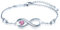 Silber 925 Damen Armband - Glänzendes Accessoire - Eleganter Schmuck für Damen und Mädchen - Einstellbare Länge - Herz mit Kristallen - Infinity Unendlichkeits-Symbol - Kommt mit Geschenkbox