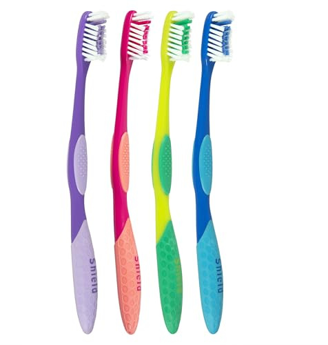 Shield Care Pro-Clean Toothbrush with Small Head for Better Reach (Family Care - Soft Bristles) Individually Wrapped - 4 Colors - 4 Count (Pack of 1)