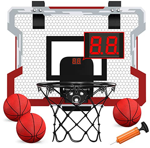 QDRAGON Mini Basketballkorb Kinder, Basketballkorb fürs Zimmer, mit 3 Bällen/Inflator, für Schlafzimmer/Büro/Außen/Pool, Basketball Spielzeug Geschenke für Kinder Jungen Mädchen Erwachsene