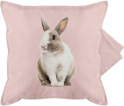 Kissenbezug - Osterkissen - Hasenmotiv Ostern Hase Motiv Hasen - 50 x 50 cm - Hellrosa - ostergeschenke oster kissen ostergeschenk für eltern osterhase schmusekissen osterkissenhüllen osterartikel