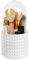 WAFJAMF Makeup Organiser Brush Holder 360 Rotating Cosmetics Organizer Large Capacity Storage Box for Vanity and Bathroom 5 Slot Makeup Brushes Cup - Luxury Style - Diamond-White