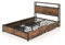 Multigot Double/King Size Bed Frames with Smart LED Lights, Metal Storage Bed Base with Charging Station & 4 Rolling Drawers, Industrial Slat Support Bedstead, No Box Spring Needed(220 x 157 x 102 cm)