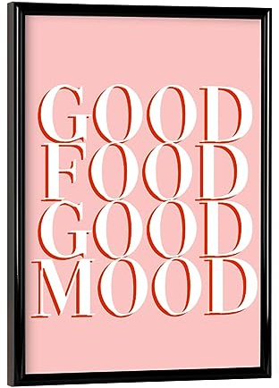 artboxONE Poster mit schwarzem Rahmen 18x13 cm Typografie Good Food pink - Bild Typografie Good Food Guten Appetit