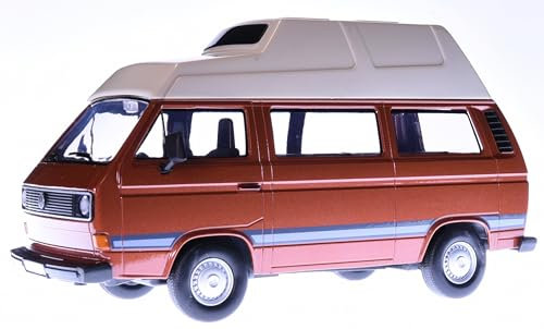 VW T3 Camping Bus braun weiß Modellauto 1:24 Motormax mit individuellem Wunschkennzeichen