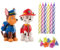 dekora - Paw Patrol PVC Kit mit 10 Geburtstagskerzen - Kit zum Dekorieren von Geburtstagstorten - Attraktives Design - Set mit 1 Paw Patrol Figur und 10 Kerzen mit Sockel