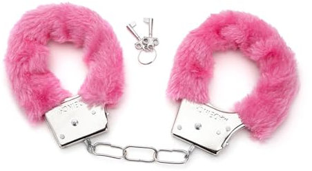 TNSRAY Plüsch-Handschellen mit Schlüssel, Polizei-Kostüm-Requisite, Zubehör, Partyzubehör, weiche Metall-Handschellen, Handschellen-Spielzeug mit Plüsch und Schlüsseln, weiche Handschellen, Pink