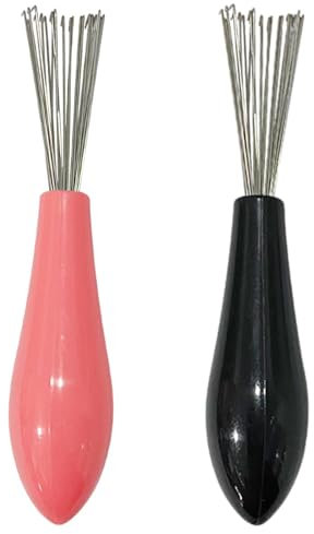 Lot de 1/2 brosses de nettoyage pour peigne - Râteau de nettoyage pour brosse à cheveux bouclés - Brosse à cheveux bouclés en fil métallique - Brosse à cheveux bouclés et raides - ABS - Rouge et noir