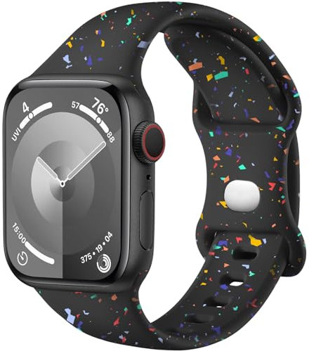 Upeak Sport Armband Kompatibel mit Apple Watch Armband 40mm 41mm 38mm, Hergestellt aus Recyceltem Kunststoff - Silikon Band Damen Herren für iWatch SE Series 9/8/7/6/5/4/3/Ultra, Schwarz