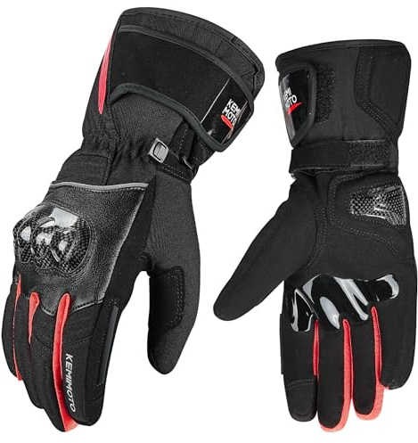 KEMIMOTO Winter Motorradhandschuhe, wasserdichte und Winddichte Motorradhandschuhe, Verschleißfeste Handschuhe mit Kohlefaserschale,Touchsreen Winter Thermo Handschuhe für Motorradfahren, Skifahren