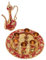 Service à café Turc Vintage, Rétro élégant, Décoratif, Service à thé Turc, Tasses, Plateau, Pot à Paillettes Brillantes, Largement utilisé pour la Fête (Or Rouge)