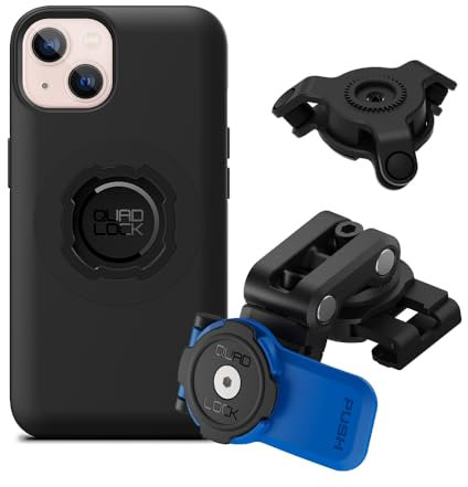 Quad Lock Motorcycle Brake Reservoir Phone Mount Kit with Vibration Dampener and iPhone 13 MAG Case