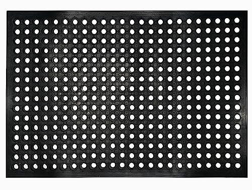 Nexboraque Tappetini in gomma anti affaticamento, 61 x 91 cm, antiscivolo, per ristorante, tappetino drenante, per interni ed esterni, area umida, ingresso piscina, giardino, colore: nero