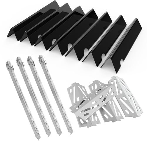 BBQration Grillteile für Weber Genesis II 400 Serie, 66033 Flavorizer Bars und 66041 Heat Deflector 67490 Brenner-Set für Weber GS4 Genesis II 410 & II LX 440 Grills für Weber Genesis GS4 Teile