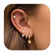 MILACOLATO 4 Paare Ohrringe Silber 925 Set für Damen 14K Vergoldet Ohrringes Gold Stapelbar Piercing Ohr Gold Kleine Ohrstecker Creolen Ohrringe Set für Mehrere Ohrlöcher