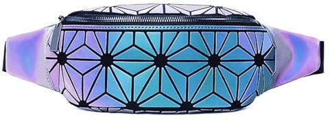 Bauchtaschen Mode Damen Gürteltasche geometrische leuchtende holografische reflektierende Hüfttasche für Reisen, Festival, Sport