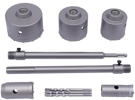 Lochsägen-Set für Beton, Ziegel,30/40/68/80/100mm Zentrierbohrer mit SDS Plus Arbor Schaft,Hartmetall Betonlochsäge Lochsäge, Steckdosenbohrer für Bohrhämmer