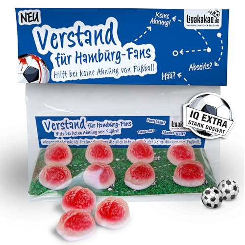 Fanartikel Hamburg Geschenk - VERSTAND für Hamburg Fans - Fruchtgummi-Pralinen, extra hochdosiert mit Fußball Verstand - Scherzartikel Männger Geschenke für Kollege Bruder Freund Vater Geburtstag