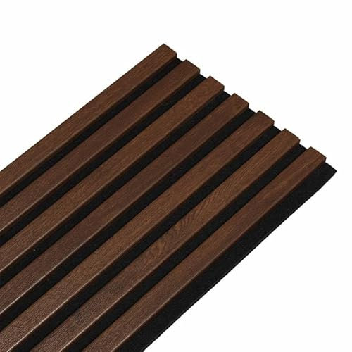 DECOON Panneau Mural Acoustique tasseaux Bois 250 x30 x 1,9 cm - décor chêne foncé/Feutrine Noir - 0,75m²