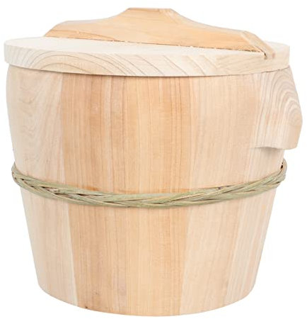 PRETYZOOM Cuiseur À Riz Vapeur En Bois Naturel Seau De Cuisson À La Vapeur Poignée De 21 Cm Style Aléatoire