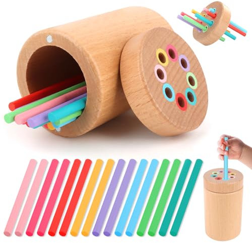 Montessori Spielzeug ab 1 2 3 Jahre, Holzspielzeug Sensorik Spielzeug, Farben Lernen Holzspielzeug, Motorikspielzeug ab 1 Jahr Lernspielzeug Geschenk für Kleinkinde, Holz Sortier & Stapelspielzeug