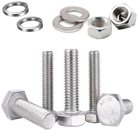 JDMA 20 Stück M8x30 Edelstahl Sechskantschrauben mit Muttern und Unterlegscheiben set, Sechskant Schrauben Maschinenschrauben Gewindeschrauben DIN 933, Sechskantschraube mit Reine Gewinde (M8X30)