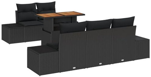 vidaXL Garten-Sofa-Set 6 STK. Schwarz Poly Rattan