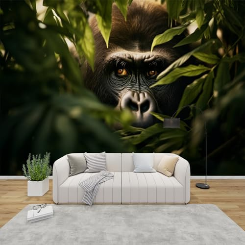 PaxGloz Fototapete Gorilla Tapete Affen Dschungel Tapeten Vliestapete Modern Wandtapete Wohnzimmer Schlafzimmer Kinderzimmer Wanddeko Motivtapeten 368 x 254 cm (B x H)