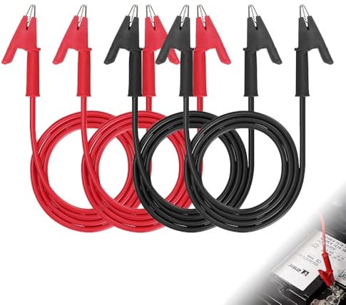 Riisoyu 4 Stück Doppelendige Krokodilklemmen, 1000V 15A Zweiseitige Krokodildraht-Kabel 3,3ft / 1M Flexible Kupferkabel Dual Endete Krokodil Draht Kabel Für Multimeter und Elektrische Prüfungen