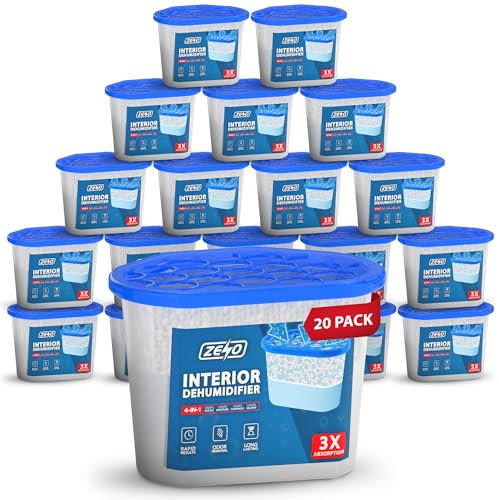 ZENO Disposable Dehumidifier 500ml | Moisture Absorber Dehumidifiers for Damp, Mould, Moisture in Home, Kitchen, Wardrobe, Bedroom, Caravan | Dehumidifiers Disposable | Damp Absorber (20 Pack)