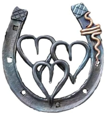 Tuesoa Cast Horseshoe Wall Decor Good Lucky Horseshoe, Hand Cast Horseshoe with Love Wall Decor C 1 Piece