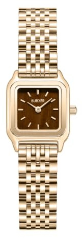 BURKER Damenuhr Macy Petite | Quadratische Damen Armbanduhr Gliederarmband Edelstahl Analog Quarz 3-ATM Wasserdicht Geschenk für Frau, Freundin, Mama