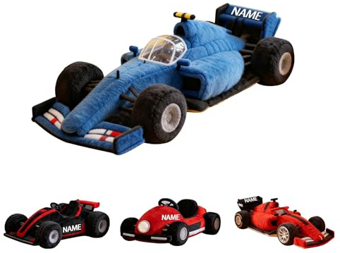 SweetJECCU Personalisiertes Kissen in Rennwagen-Form, individueller Name, 3D-Fahrzeuge, Wurfkissen, Rennwagen, Stofftiere, dekorative Kissen, niedliche Auto-Plüschkissen, Geschenke für Weihnachten