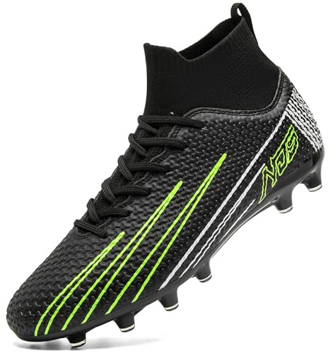 DimaiGlobal Botas de Fútbol Hombre Mujer con Tacos para Césped Natural/Artificial e Interior/Exterior High Top Zapatillas de Futsal Antideslizantes para Entrenamiento Junior