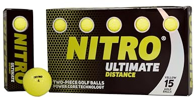 Nitro Ultimate Distance Golfball, 15 Stück, Herren, NUD15YBXBL, gelb