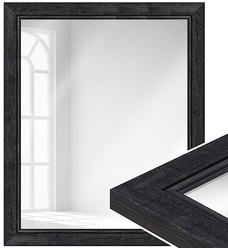 WANDStyle Spiegel Shabby Chic und Vintage Stil I Außenmaß ca. 57x107cm I Farbe: Schwarz I schwarzer Wandspiegel aus Holz I Made in Germany I H660